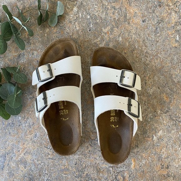 Birkenstock Shoes - Birkenstock Arizona White Sandals Shoes NARROW